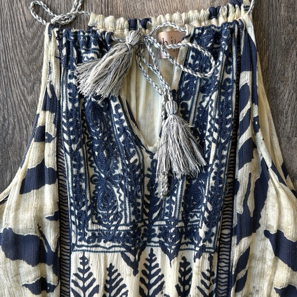 Philosophy Dress Blue and White Soledad Maxi Dress Size Medium Sleeveless - Picture 4 of 15